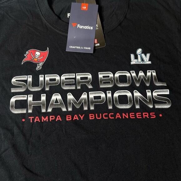 Tampa Bay Buccaneers Fanatics Tee Mens M Black Super Bowl Champions T Shirt NEW - Picture 6 of 9